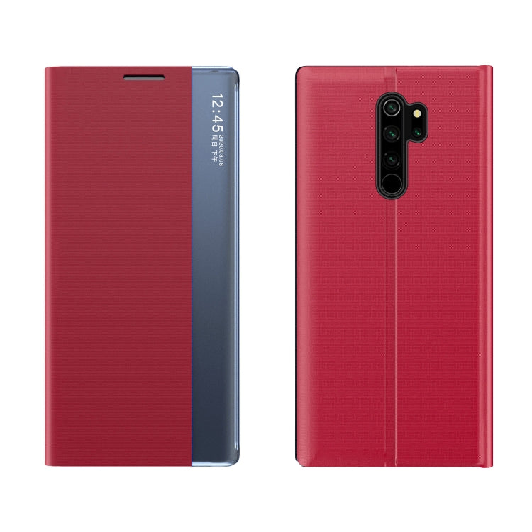 For Xiaomi Redmi Note 8 Pro Side Display Magnetic Horizontal Flip Plain Texture Cloth + PC Case with Holder & Sleep / Wake-up Function
