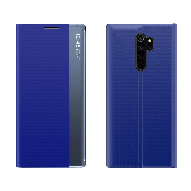 For Xiaomi Redmi Note 8 Pro Side Display Magnetic Horizontal Flip Plain Texture Cloth + PC Case with Holder & Sleep / Wake-up Function