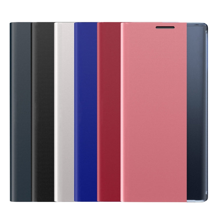 For Galaxy M30s Side Display Magnetic Horizontal Flip Plain Texture Cloth + PC Case with Holder & Sleep / Wake-up Function