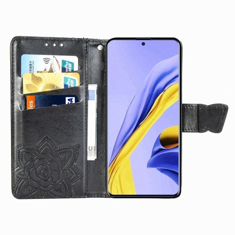 For Galaxy A51 5G Butterfly Love Flower Embossed Horizontal Flip Leather Case with Bracket / Card Slot / Wallet / Lanyard