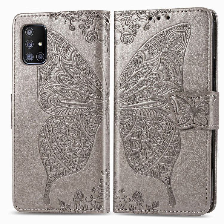 For Galaxy A51 5G Butterfly Love Flower Embossed Horizontal Flip Leather Case with Bracket / Card Slot / Wallet / Lanyard