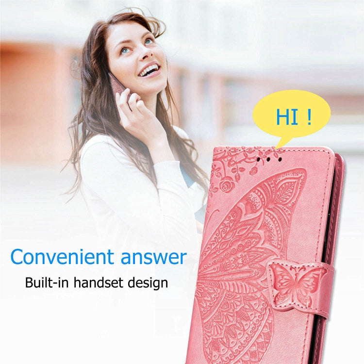 For Galaxy A51 5G Butterfly Love Flower Embossed Horizontal Flip Leather Case with Bracket / Card Slot / Wallet / Lanyard