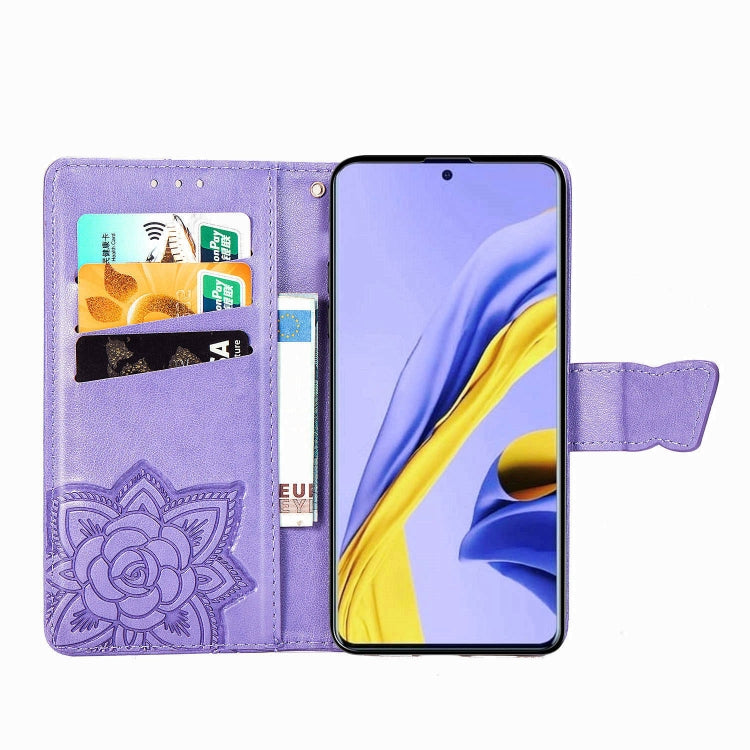 For Galaxy A51 5G Butterfly Love Flower Embossed Horizontal Flip Leather Case with Bracket / Card Slot / Wallet / Lanyard