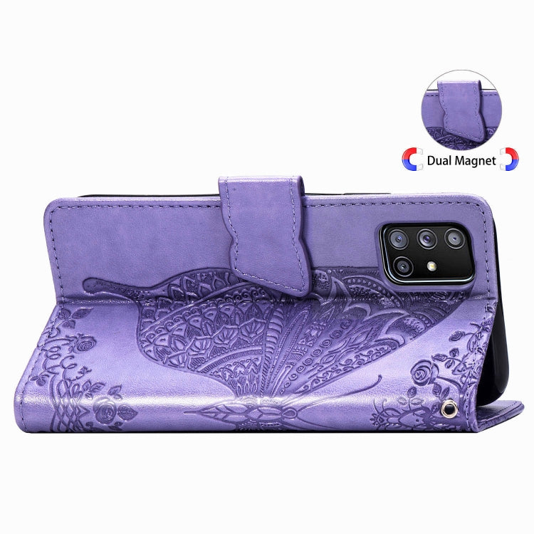 For Galaxy A51 5G Butterfly Love Flower Embossed Horizontal Flip Leather Case with Bracket / Card Slot / Wallet / Lanyard