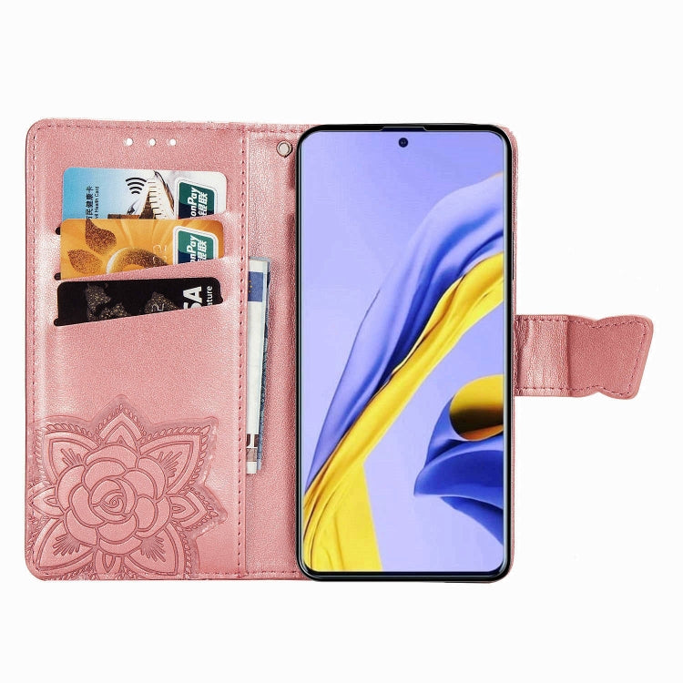 For Galaxy A51 5G Butterfly Love Flower Embossed Horizontal Flip Leather Case with Bracket / Card Slot / Wallet / Lanyard