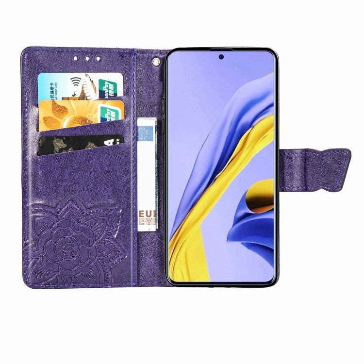 For Galaxy A51 5G Butterfly Love Flower Embossed Horizontal Flip Leather Case with Bracket / Card Slot / Wallet / Lanyard