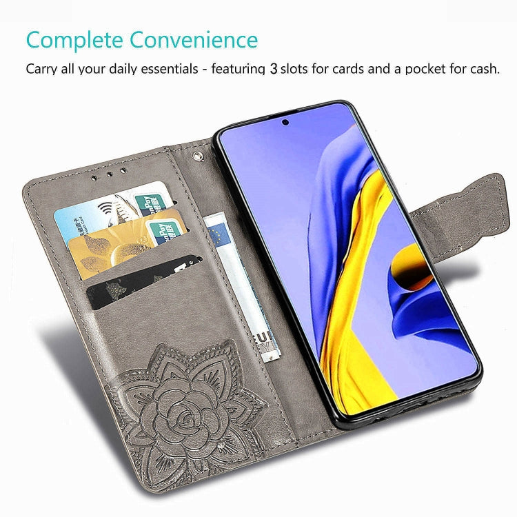 For Galaxy A51 5G Butterfly Love Flower Embossed Horizontal Flip Leather Case with Bracket / Card Slot / Wallet / Lanyard