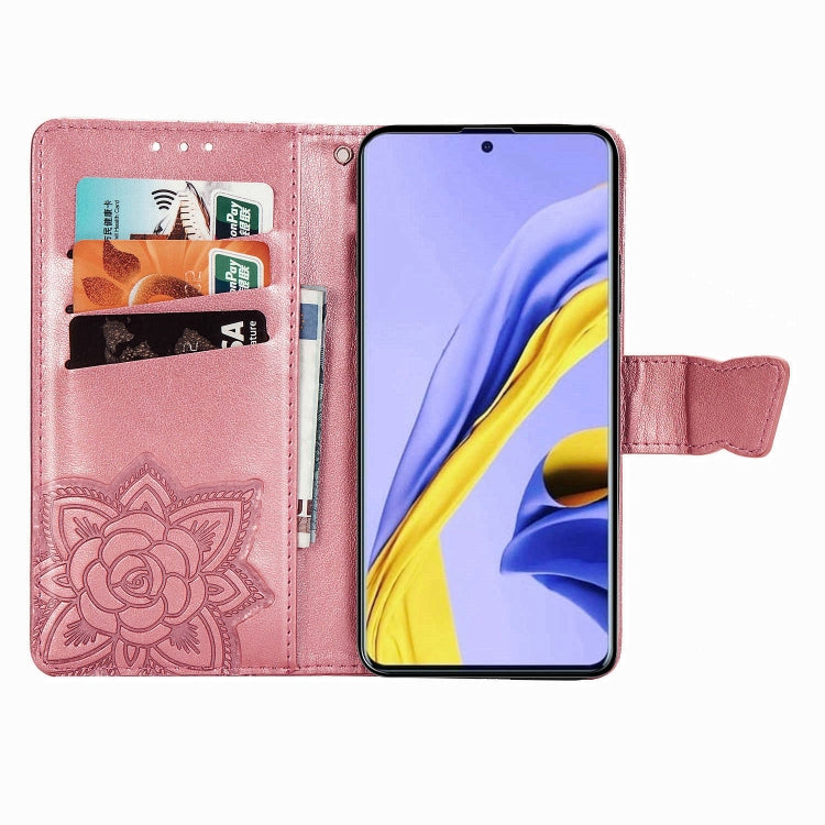 For Galaxy A51 5G Butterfly Love Flower Embossed Horizontal Flip Leather Case with Bracket / Card Slot / Wallet / Lanyard