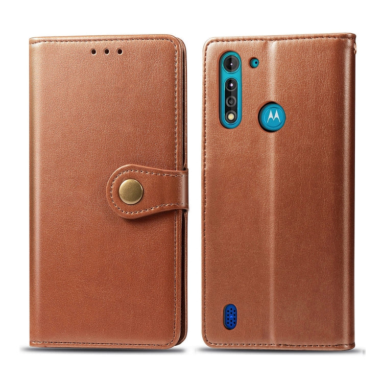 For Moto G8 Power Lite Retro Solid Color Leather Buckle Phone Case with Lanyard & Photo Frame & Card Slot & Wallet & Stand Function