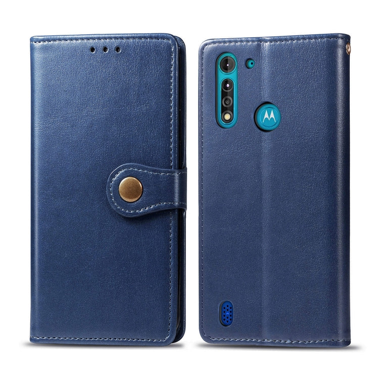For Moto G8 Power Lite Retro Solid Color Leather Buckle Phone Case with Lanyard & Photo Frame & Card Slot & Wallet & Stand Function