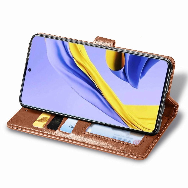 For Galaxy A51 5G Retro Solid Color Leather Buckle Phone Case with Lanyard & Photo Frame & Card Slot & Wallet & Stand Function