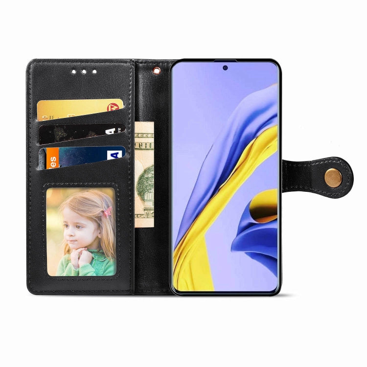 For Galaxy A51 5G Retro Solid Color Leather Buckle Phone Case with Lanyard & Photo Frame & Card Slot & Wallet & Stand Function