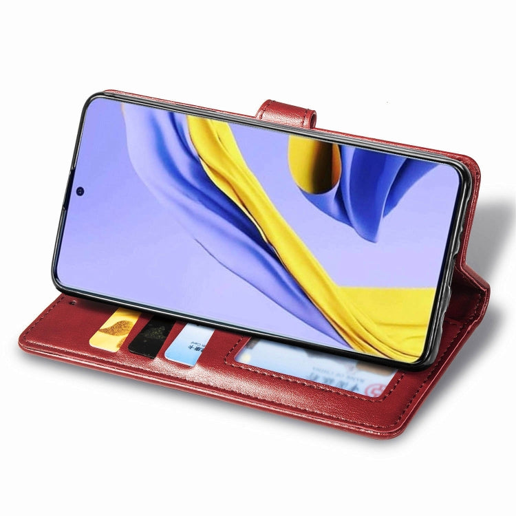 For Galaxy A51 5G Retro Solid Color Leather Buckle Phone Case with Lanyard & Photo Frame & Card Slot & Wallet & Stand Function