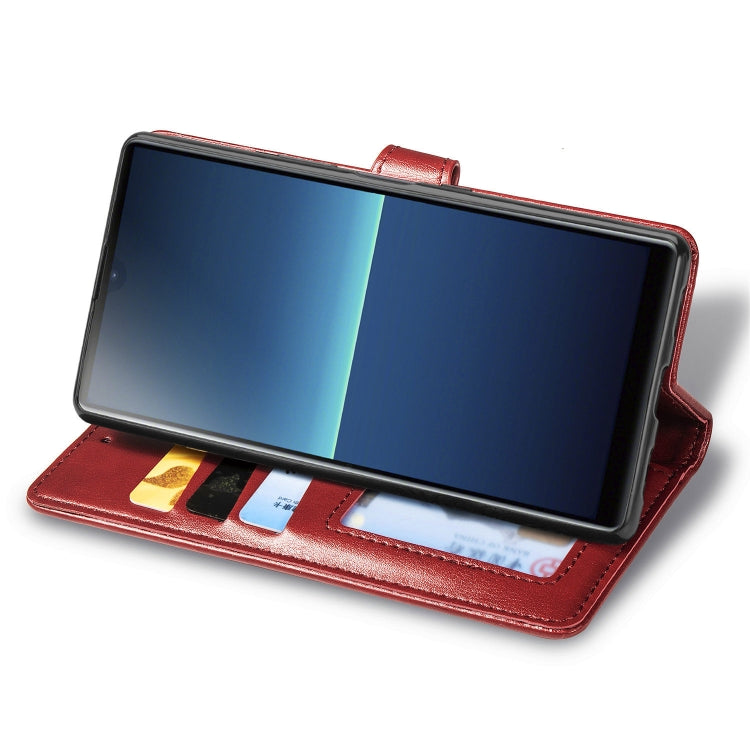 For Sony Xperia L4 Retro Solid Color Leather Buckle Phone Case with Lanyard & Photo Frame & Card Slot & Wallet & Stand Function