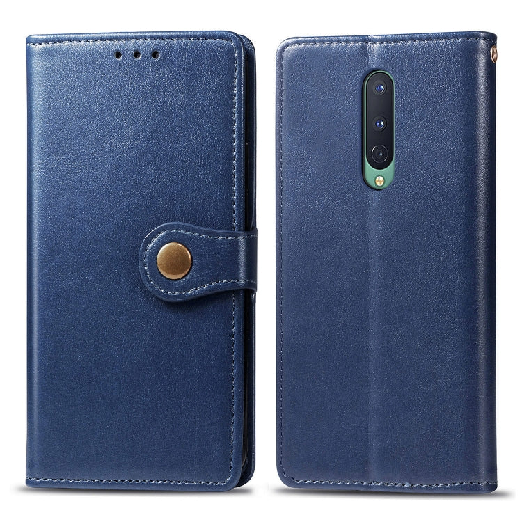 For OnePlus 8 Retro Solid Color Leather Buckle Phone Case with Lanyard & Photo Frame & Card Slot & Wallet & Stand Function