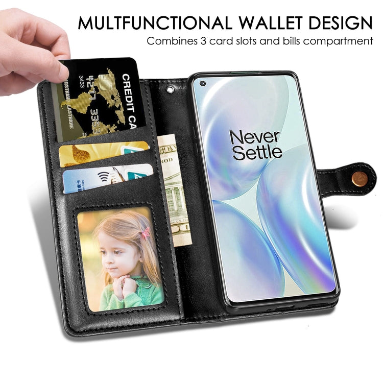 For OnePlus 8 Retro Solid Color Leather Buckle Phone Case with Lanyard & Photo Frame & Card Slot & Wallet & Stand Function