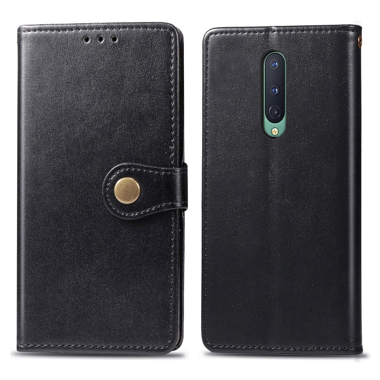 For OnePlus 8 Retro Solid Color Leather Buckle Phone Case with Lanyard & Photo Frame & Card Slot & Wallet & Stand Function