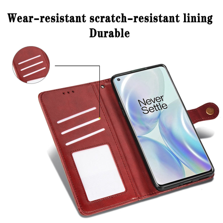 For OnePlus 8 Retro Solid Color Leather Buckle Phone Case with Lanyard & Photo Frame & Card Slot & Wallet & Stand Function