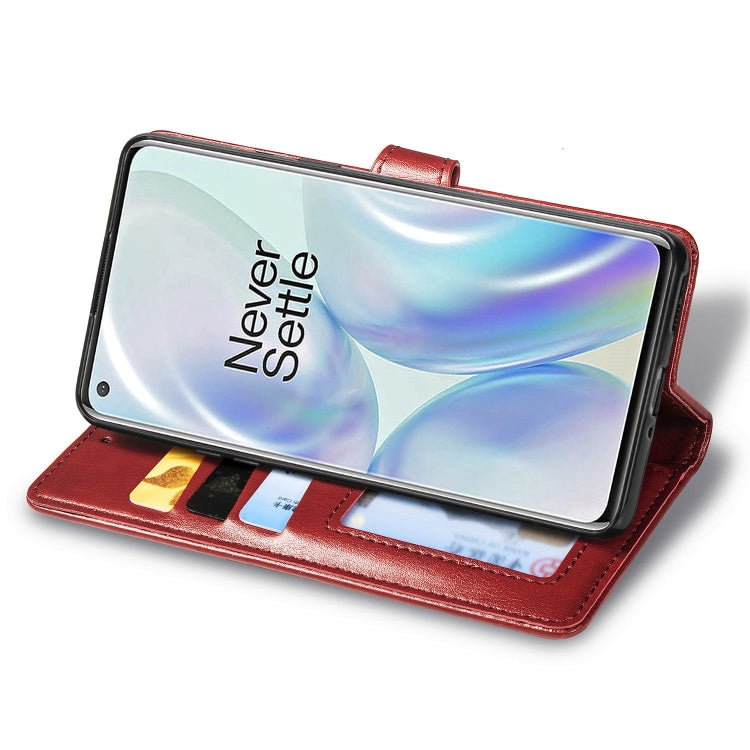 For OnePlus 8 Retro Solid Color Leather Buckle Phone Case with Lanyard & Photo Frame & Card Slot & Wallet & Stand Function