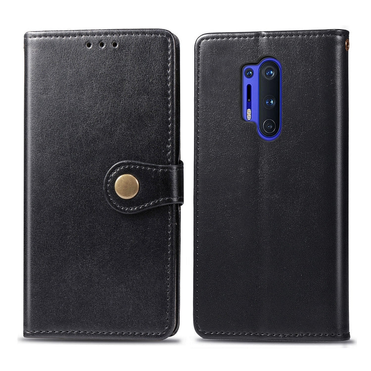 For OnePlus 8 Pro Retro Solid Color Leather Buckle Phone Case with Lanyard & Photo Frame & Card Slot & Wallet & Stand Function