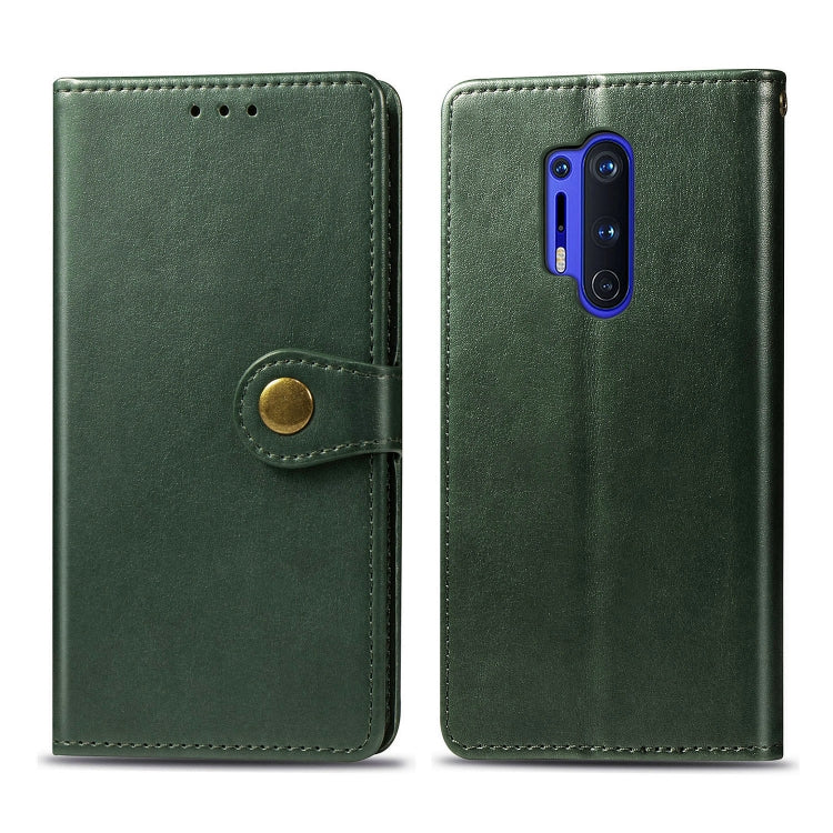 For OnePlus 8 Pro Retro Solid Color Leather Buckle Phone Case with Lanyard & Photo Frame & Card Slot & Wallet & Stand Function