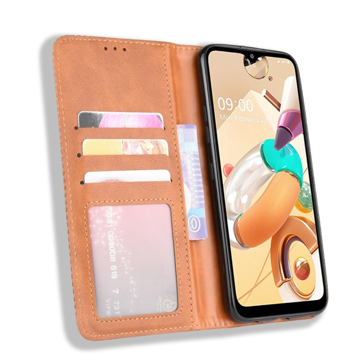 For LG K41S /K51S Magnetic Buckle Retro Crazy Horse Texture Horizontal Flip Leather Case, with Holder & Card Slots & Photo Frame