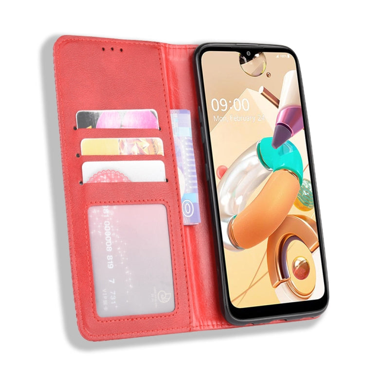 For LG K41S /K51S Magnetic Buckle Retro Crazy Horse Texture Horizontal Flip Leather Case, with Holder & Card Slots & Photo Frame