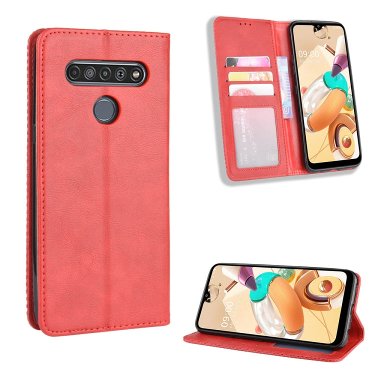 For LG K41S /K51S Magnetic Buckle Retro Crazy Horse Texture Horizontal Flip Leather Case, with Holder & Card Slots & Photo Frame
