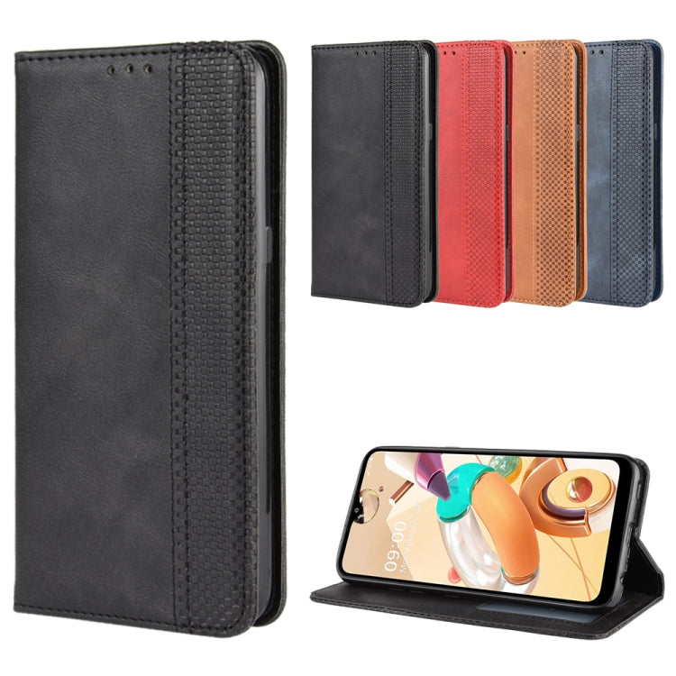 For LG K41S /K51S Magnetic Buckle Retro Crazy Horse Texture Horizontal Flip Leather Case, with Holder & Card Slots & Photo Frame