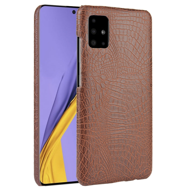 For Galaxy M51 (Side Fingerprint) Shockproof Crocodile Texture PC + PU Case