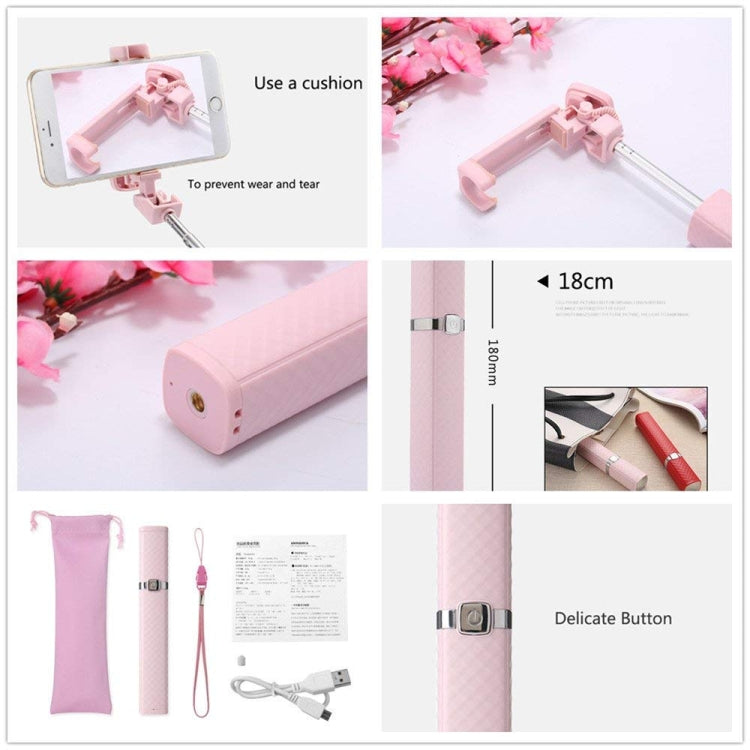 Fashion Mini Bluetooth Selfie Stick-S3,Universal With Mirror Pocket Size PINK for Android phone(Pink)