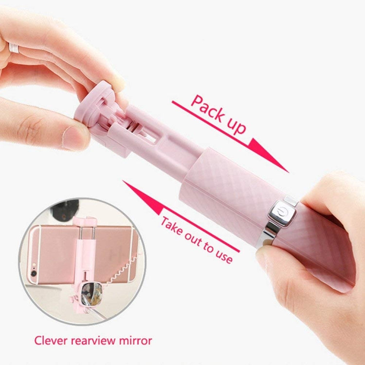 Fashion Mini Bluetooth Selfie Stick-S3,Universal With Mirror Pocket Size PINK for Android phone(Pink)