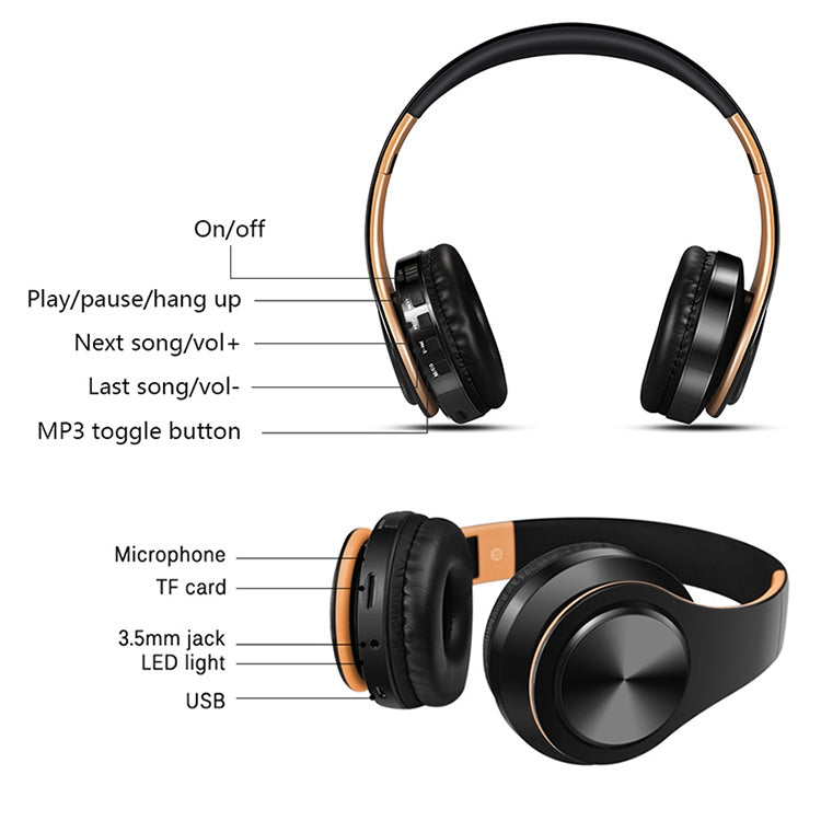 B7 Wireless Bluetooth Headset Foldable Headphone Adjustable Earphones with Microphone