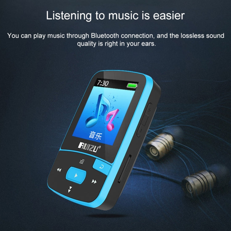 Original RUIZU X50 Sport Bluetooth MP3 Player 8GB Clip Mini with Screen Support FM,Recording,E-Book,Clock,Pedometer(Black)