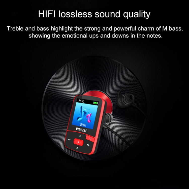 Original RUIZU X50 Sport Bluetooth MP3 Player 8GB Clip Mini with Screen Support FM,Recording,E-Book,Clock,Pedometer(Black)