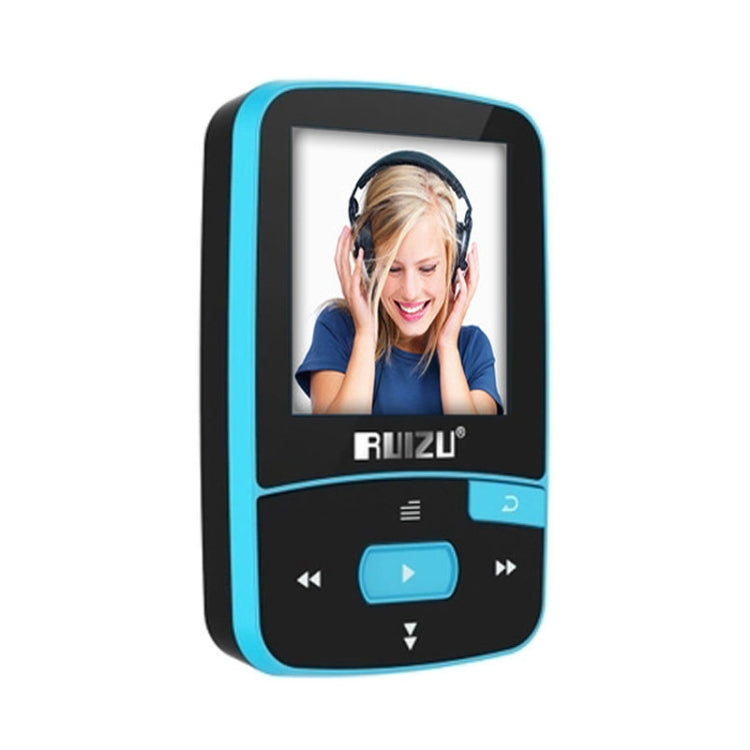Original RUIZU X50 Sport Bluetooth MP3 Player 8GB Clip Mini with Screen Support FM,Recording,E-Book,Clock,Pedometer(Blue)