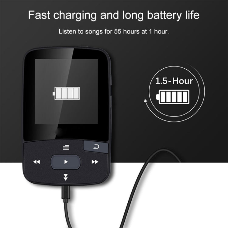 Original RUIZU X50 Sport Bluetooth MP3 Player 8GB Clip Mini with Screen Support FM,Recording,E-Book,Clock,Pedometer(Blue)