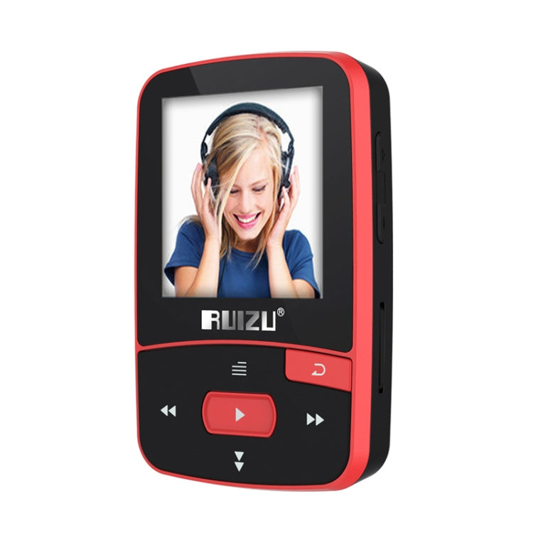 New Arrival Original RUIZU X50 Sport Bluetooth MP3 Player 8GB Clip Mini with Screen Support FM,Recording,E-Book,Clock,Pedometer(Red)