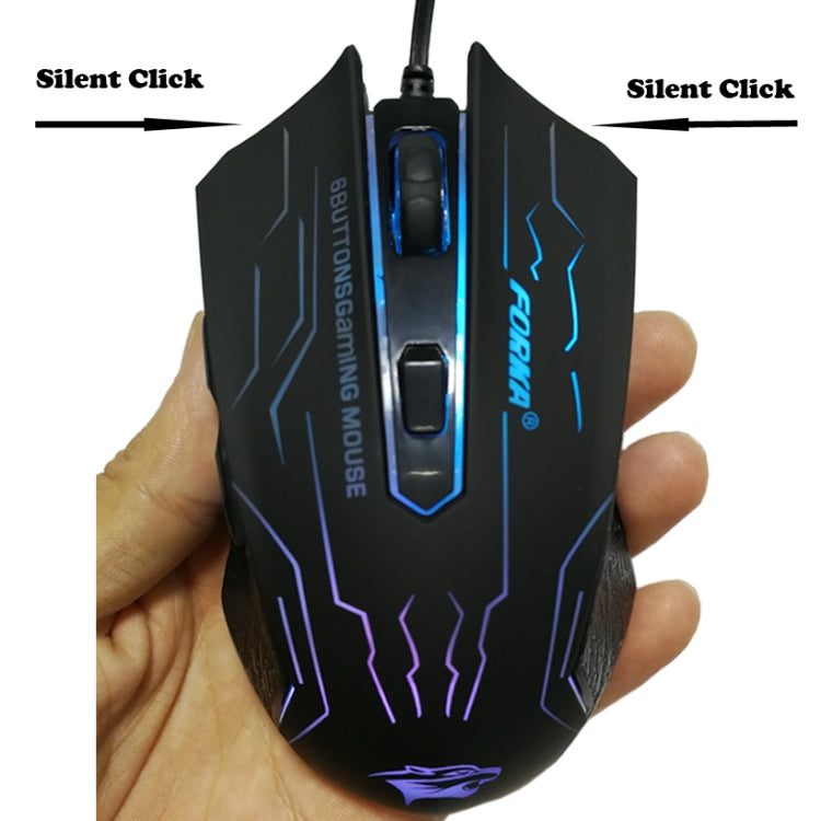 FORKA Silent Click USB Wired Gaming Mouse with 6 Buttons 3200DPI(Black)