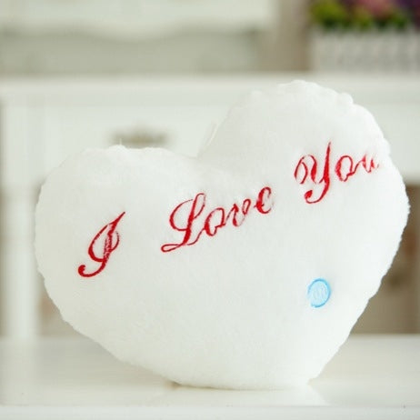 Heart Shaped English Letter Pattern Glowing Light Plush Pillow Toy Cushion