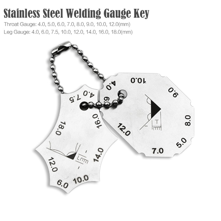2Pcs/Set Stainless Steel Welding Gauge Key Pocket Gage Weld Seam Test Ulnar Inspection Ruler Welding Tools
