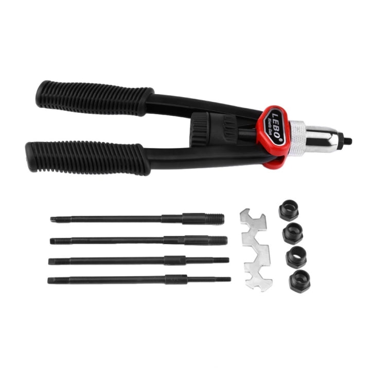 Hand Nut/ Thread Riveter Rivet Gun Set with Nosepieces Blind Rivets Repair Tools 5mm 6mm 8mm 10mm 12mm