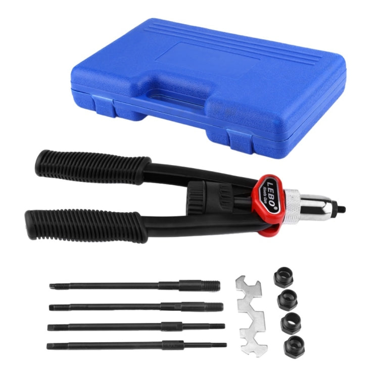 Hand Nut/ Thread Riveter Rivet Gun Set with Nosepieces Blind Rivets Repair Tools 5mm 6mm 8mm 10mm 12mm
