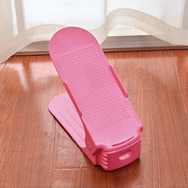 Household Simple Adjustable Storage Shoe Rack Shleves Slippers Plastic Bracket Cabinet