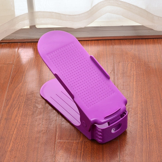Household Simple Adjustable Storage Shoe Rack Shleves Slippers Plastic Bracket Cabinet