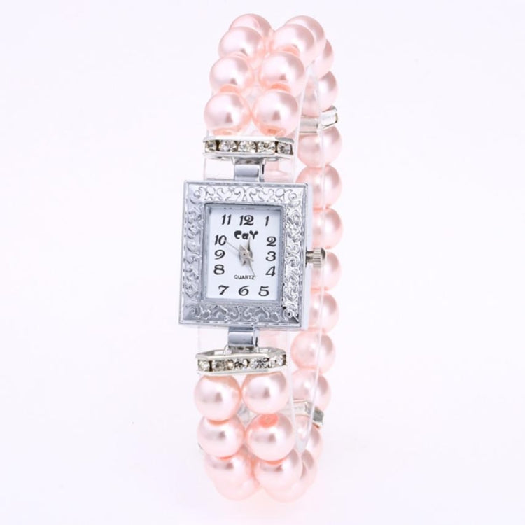 Square Dial Diamond Pearl Bracelet Watch