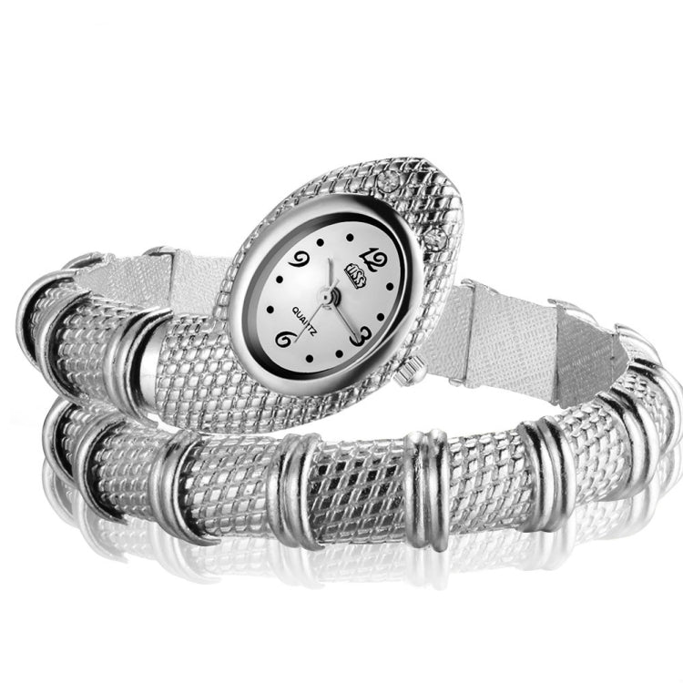 2 PCS Snake Shape Bracelet Diamonds-plated Quartz Watch
