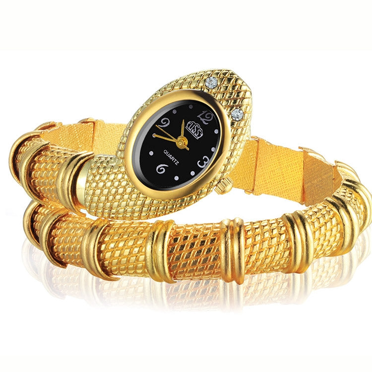 2 PCS Snake Shape Bracelet Diamonds-plated Quartz Watch