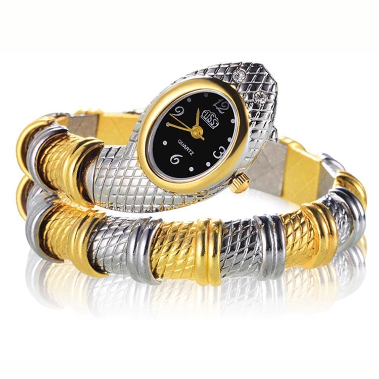 2 PCS Snake Shape Bracelet Diamonds-plated Quartz Watch