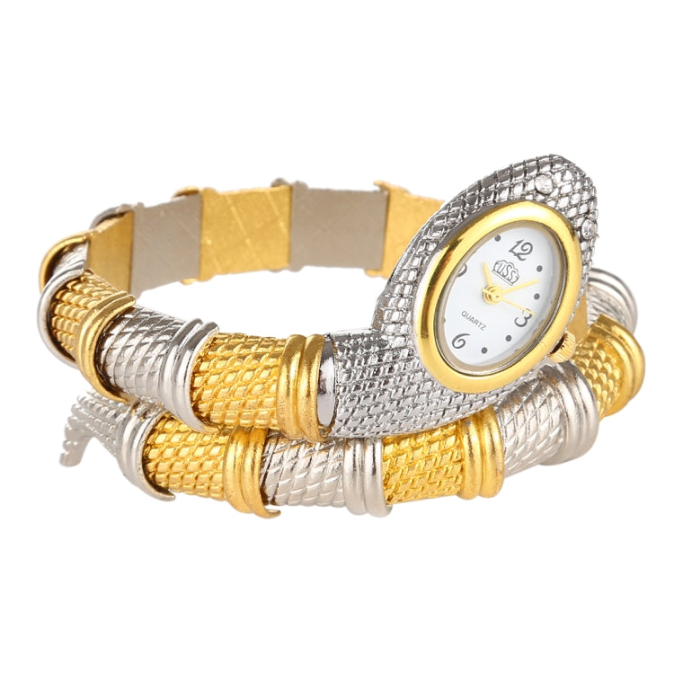 2 PCS Snake Shape Bracelet Diamonds-plated Quartz Watch